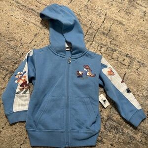 Disneyland Kids Blue zip up Hoodie with goofy Donald and Pluto size 3